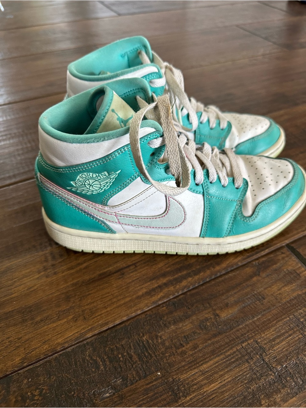 Jordan Mid-Top Sneakers in White and Teal